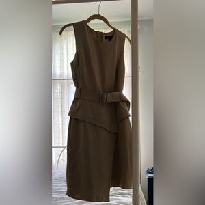 Elegant Sleeveless Dress in safari tan.